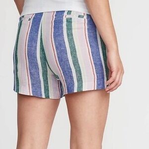 OLD NAVY Mid-Rise Striped Linen-Blend Everyday Shorts for Women - 5-inch inseam